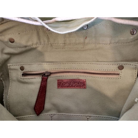 NWT Free People Canvas Patch Backpack Khaki Casual Travel Adventure Boho - Picture 16 of 16